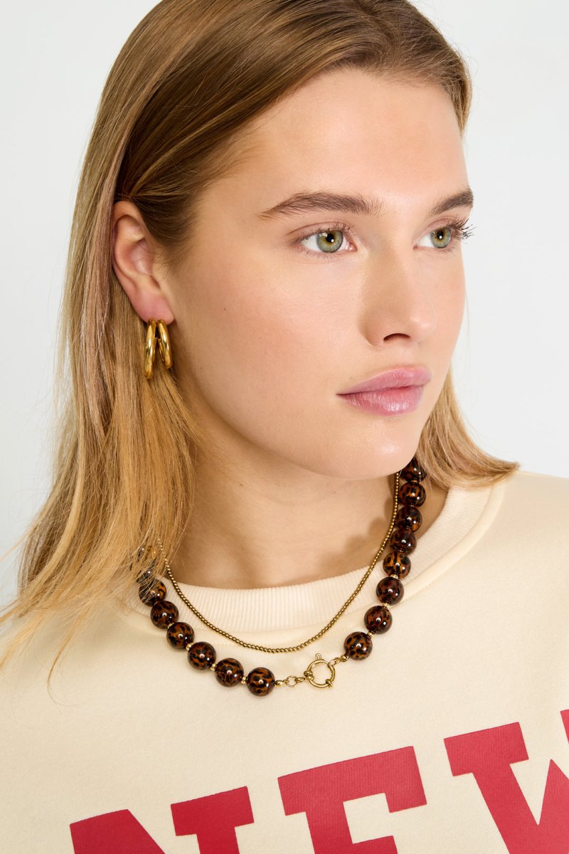 Ketting met donkerbruine kralenRojaluxe