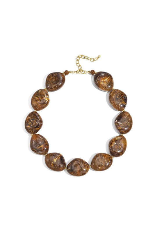 Ketting met grove kralen en marmerlook - 2 kleurenRojaluxe