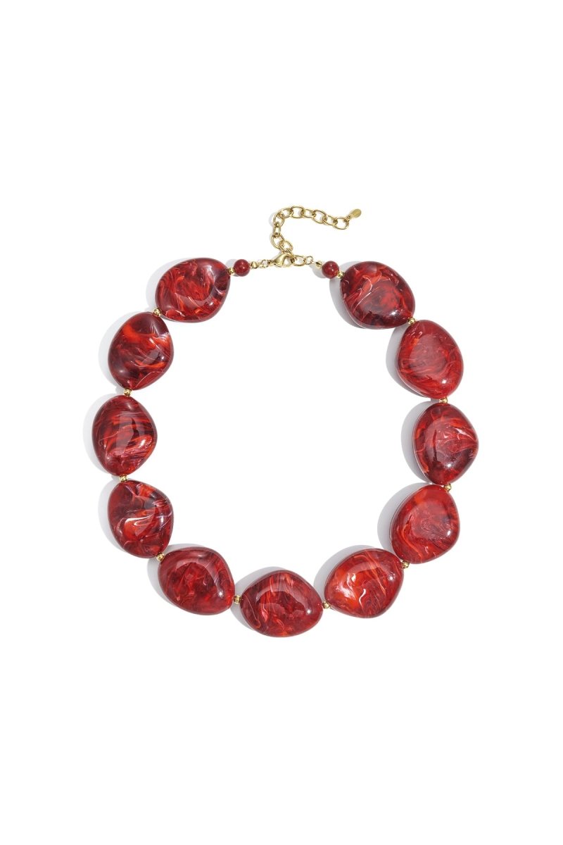 Ketting met grove kralen en marmerlook - 2 kleurenRojaluxe