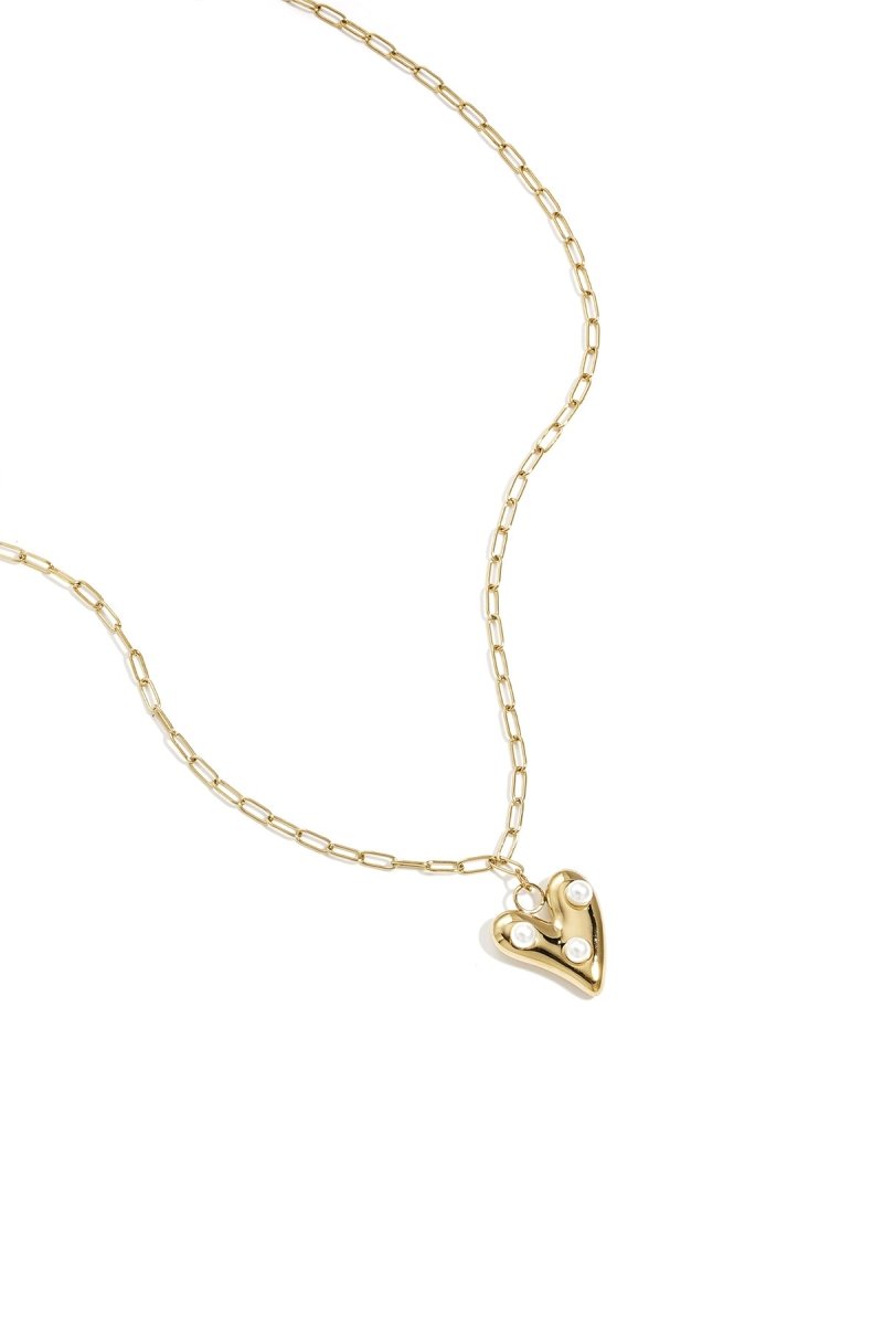 Ketting met hangend hart met parelsRojaluxe