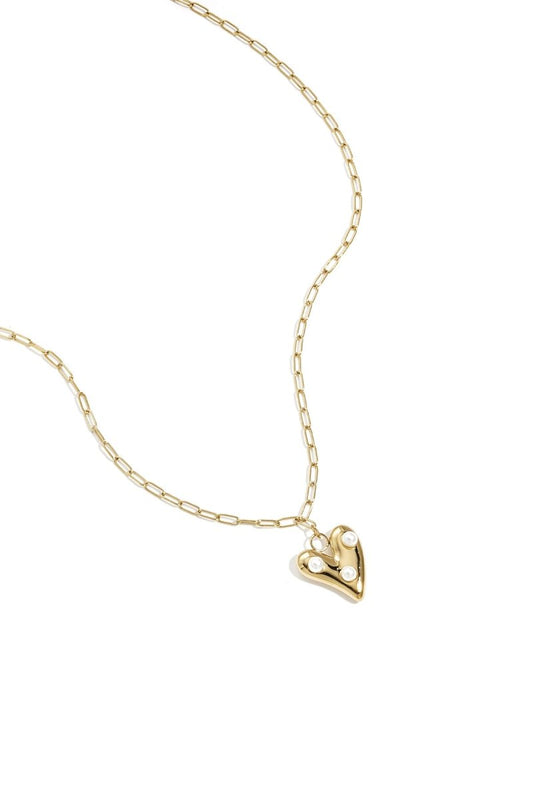 Ketting met hangend hart met parelsRojaluxe