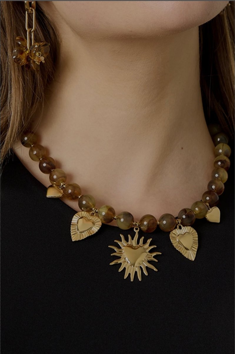 Ketting met Hart- en Zonbedels - 2 kleurenRojaluxe