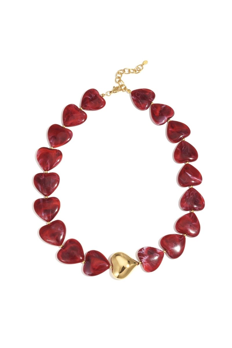 Ketting met hartvormige kralen en gouden hanger - 3 kleurenRojaluxe
