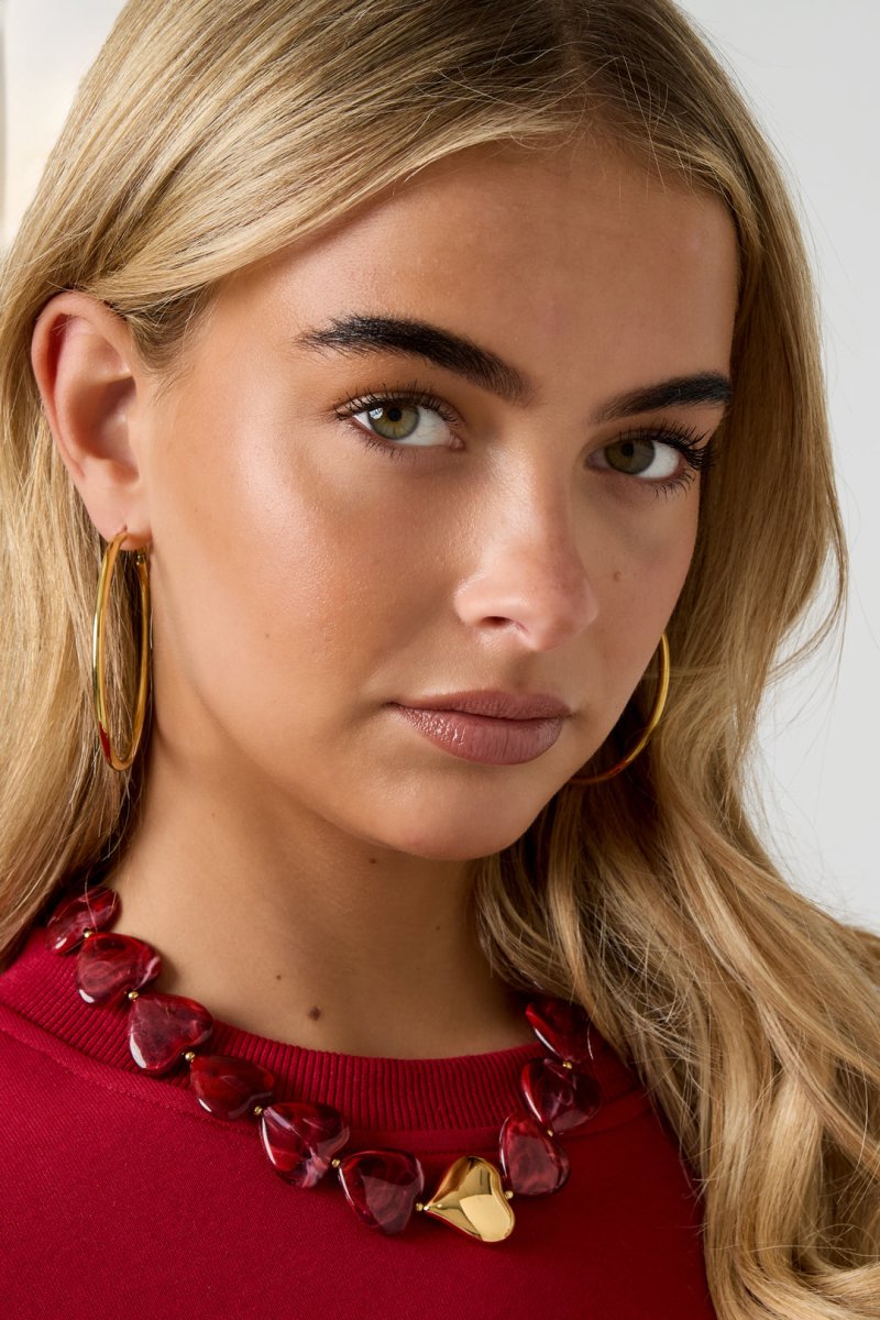 Ketting met hartvormige kralen en gouden hanger - 3 kleurenRojaluxe