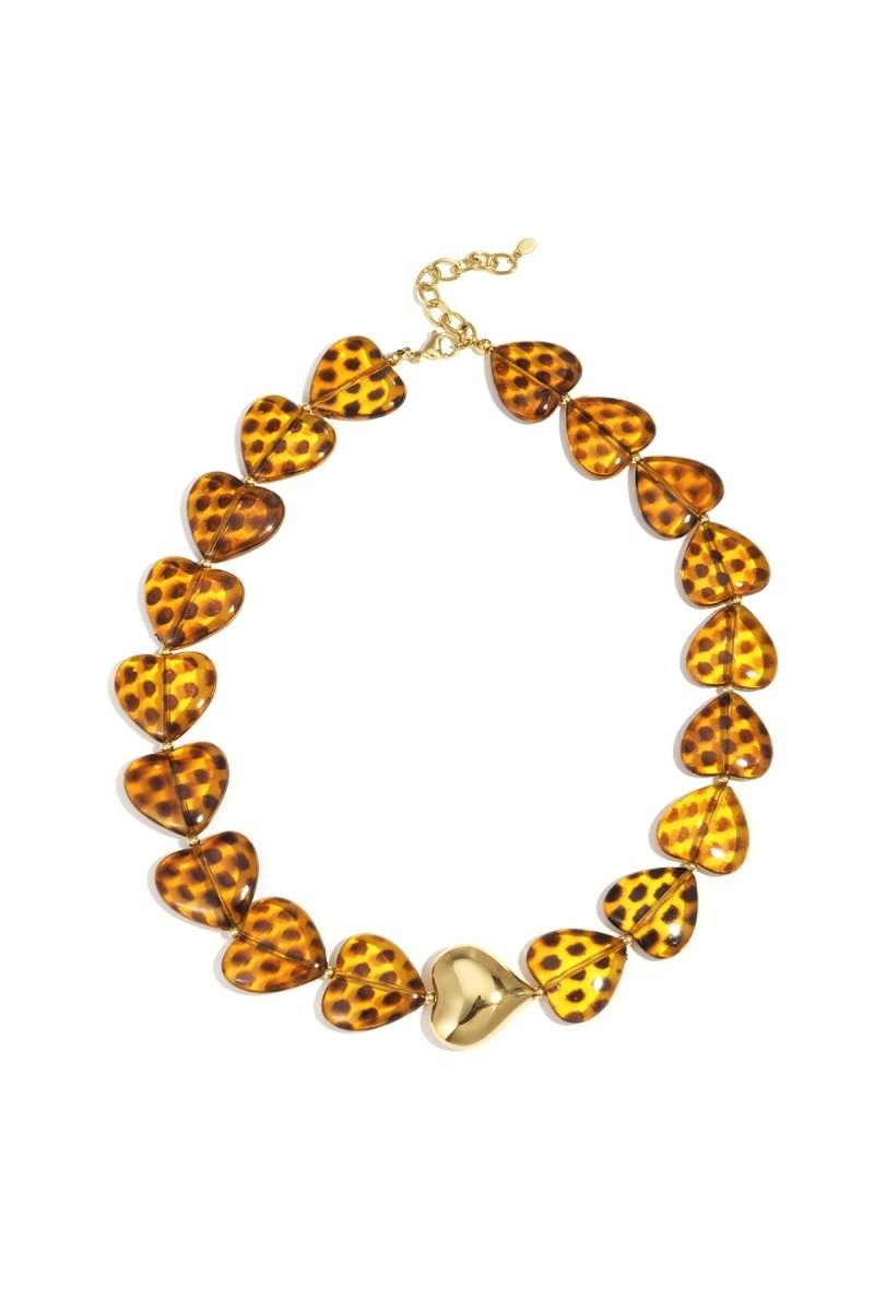 Ketting met hartvormige kralen en gouden hanger - 3 kleurenRojaluxe