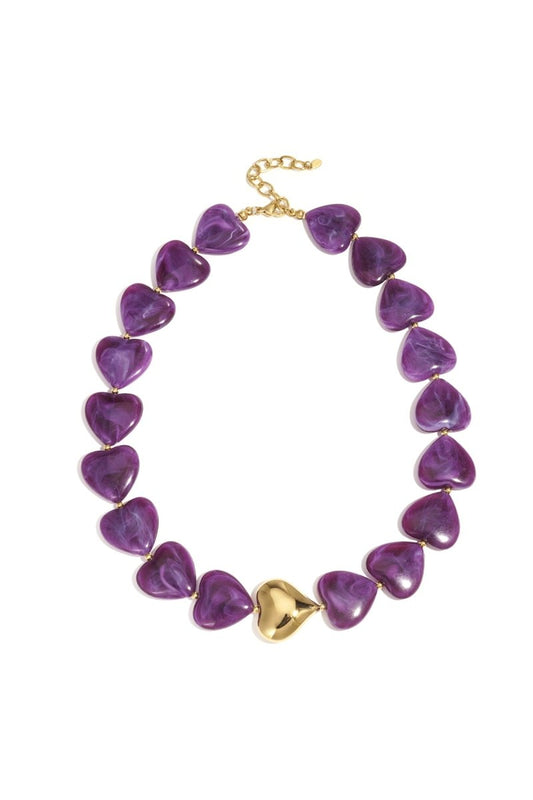 Ketting met hartvormige kralen en gouden hanger - 3 kleurenRojaluxe