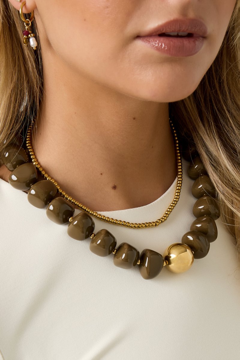 Ketting met kralen en gouden detail - 4 kleurenRojaluxe