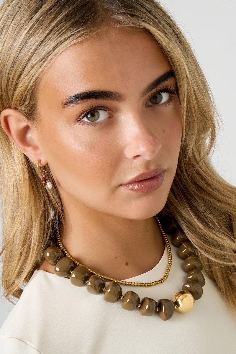 Ketting met kralen en gouden detail - 4 kleurenRojaluxe