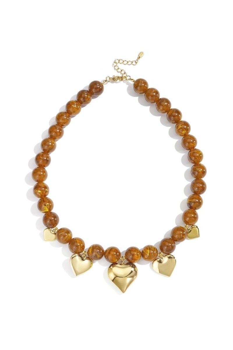 Ketting met kralen en hart hangers - 3 kleurenRojaluxe