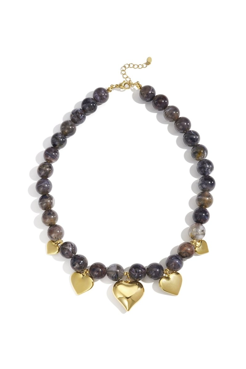 Ketting met kralen en hart hangers - 3 kleurenRojaluxe