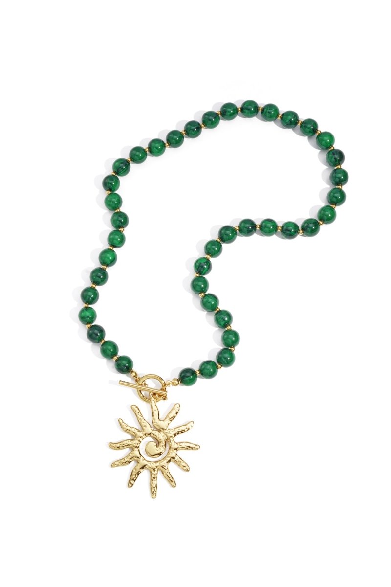 Ketting met kralen en zon hanger - 2 kleurenRojaluxe