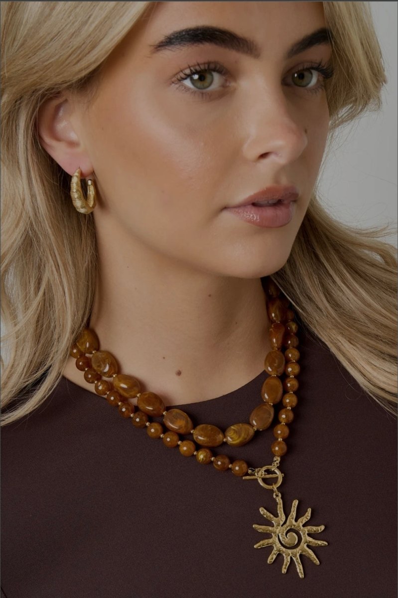 Ketting met oranje kralen - 4 kleurenRojaluxe