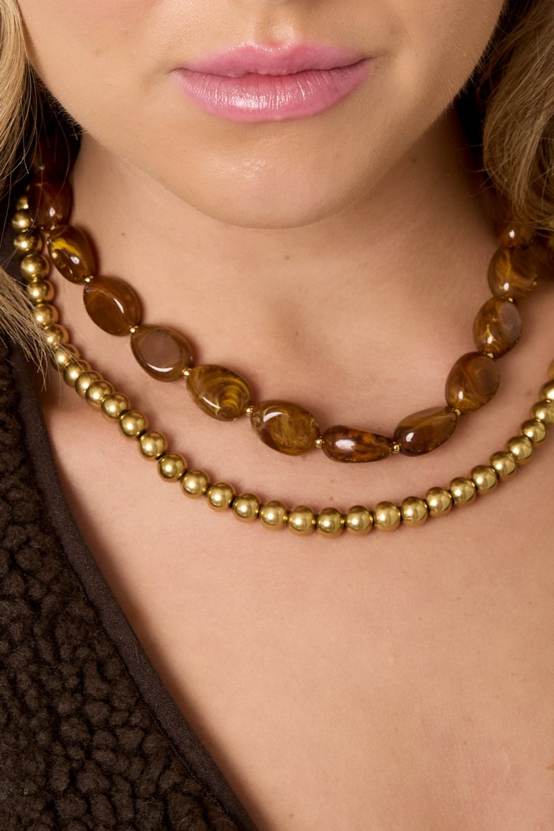 Ketting met ovale kralen - 3 kleurenRojaluxe