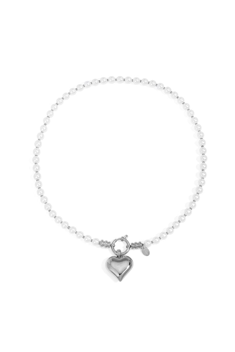 Ketting met parels en hart hanger - 2 kleurenRojaluxe