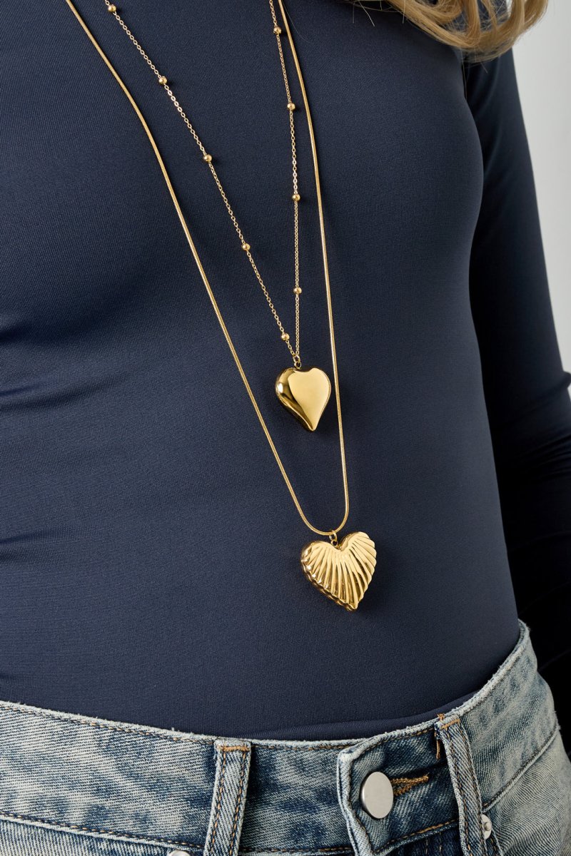 Ketting met rib hart - 2 kleurenRojaluxe