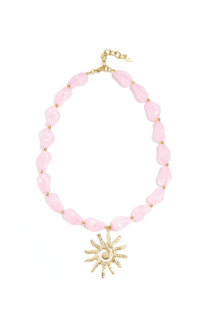 Ketting met Zon Hanger en Organische Kralen - 3 kleurenRojaluxe