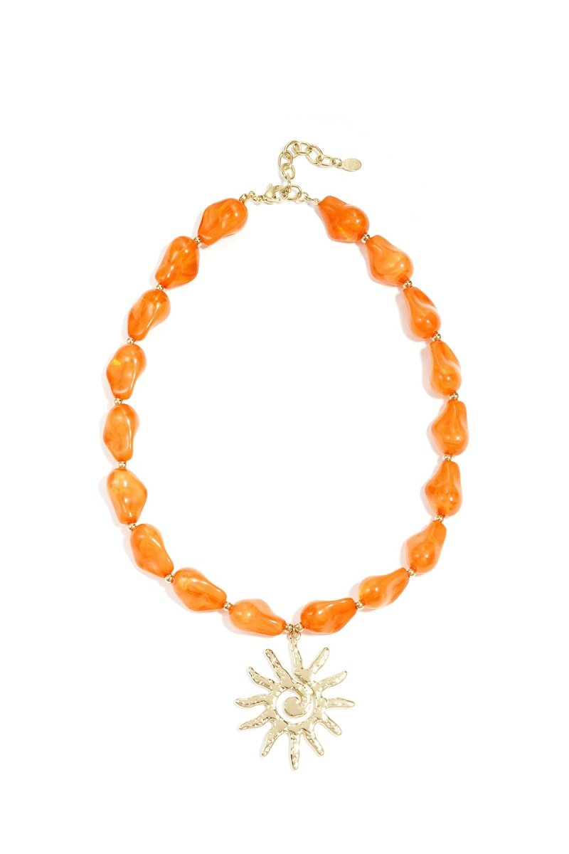 Ketting met Zon Hanger en Organische Kralen - 3 kleurenRojaluxe