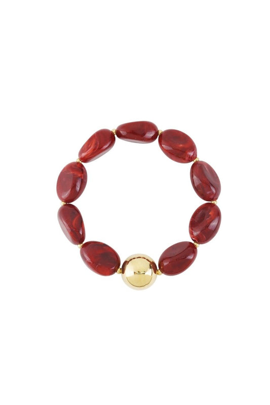 Kralen armband organische met 1 gouden bol - 5 kleurenRojaluxe