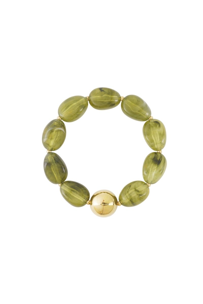 Kralen armband organische met 1 gouden bol - 5 kleurenRojaluxe