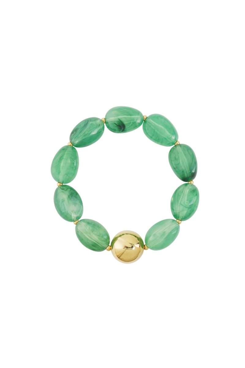 Kralen armband organische met 1 gouden bol - 5 kleurenRojaluxe