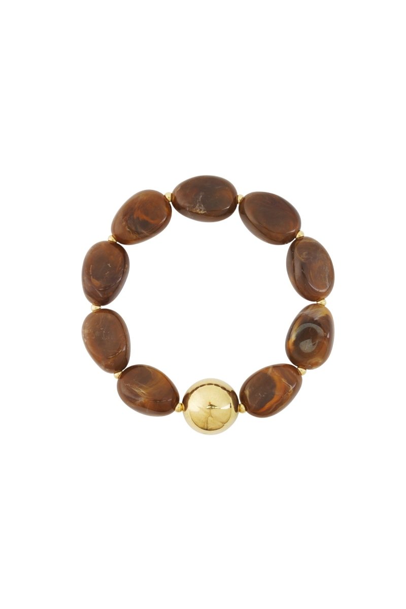 Kralen armband organische met 1 gouden bol - 5 kleurenRojaluxe