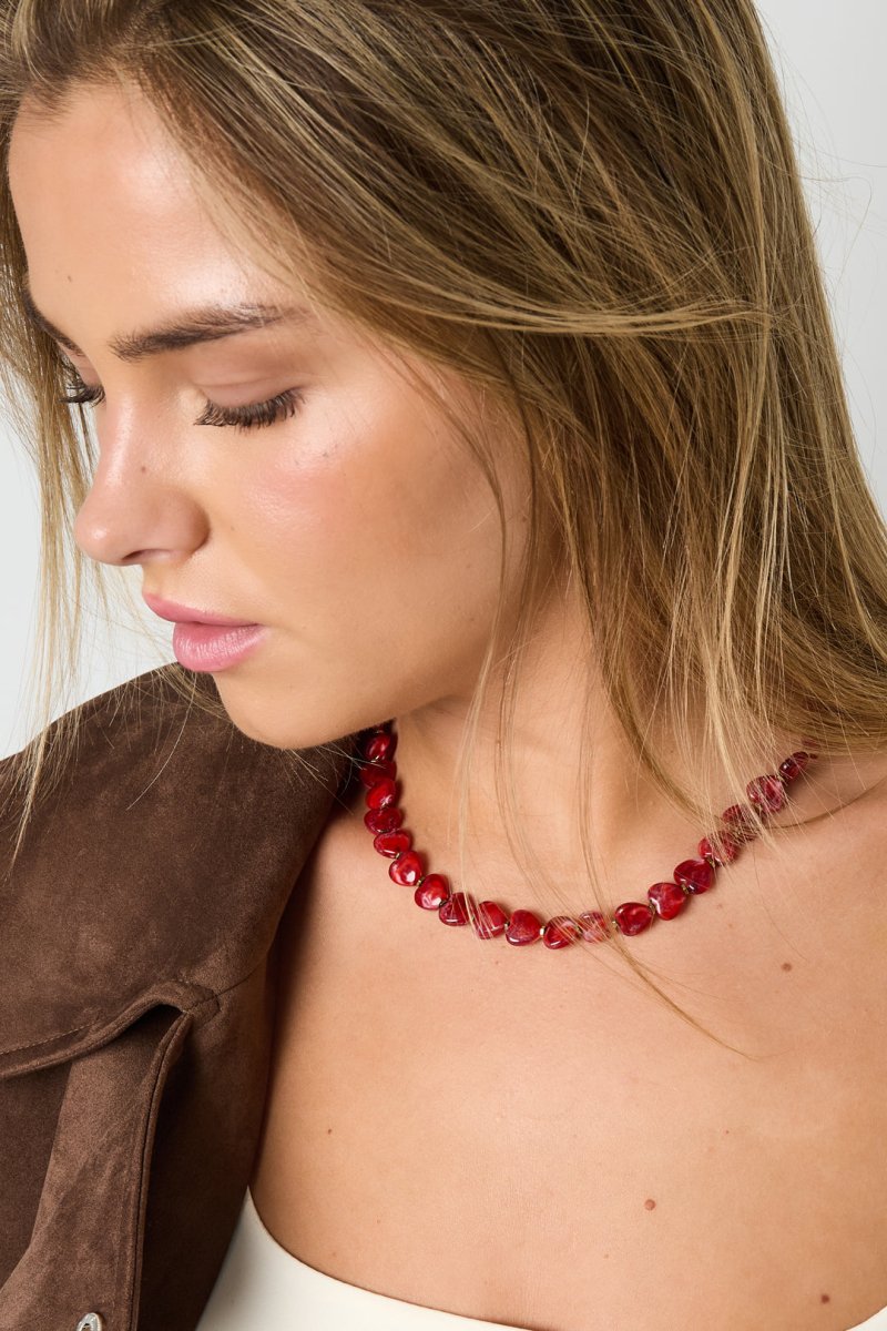 Kralen ketting hartjesRojaluxe