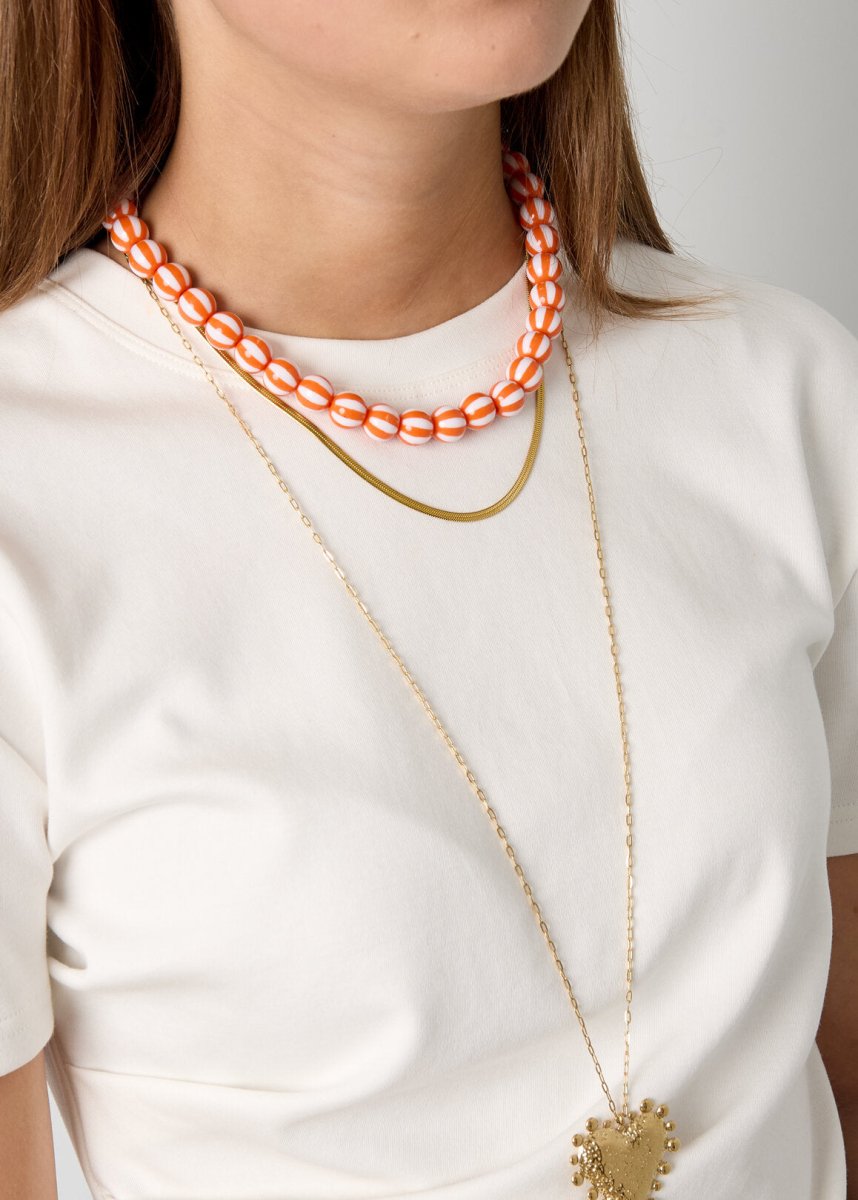Kralenketting met gestreepte kralen - 4 kleurenRojaluxe