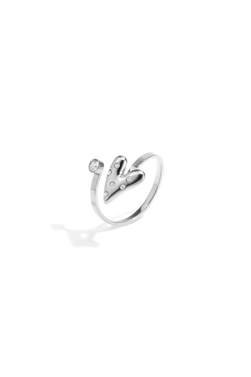 Minimalistische ringen van roestvrij staal met 14-karaats goudlaag, hartvormig, casual en eenvoudig ontwerp, damessieraden.Rojaluxe