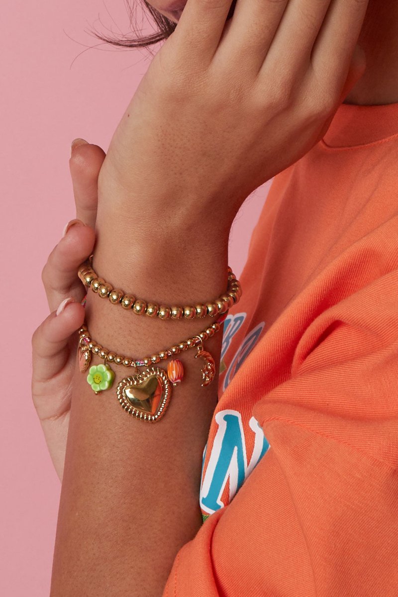 Moon & Heart Charm Rope BraceletRojaluxe