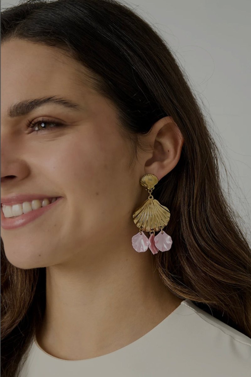 Oorbellen met schelpdetail en bloemvormige - 3 kleurenRojaluxe