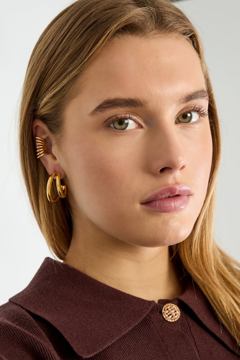 Oormanchette met gelaagd design – Statement ear cuff zonder gaatjeRojaluxe