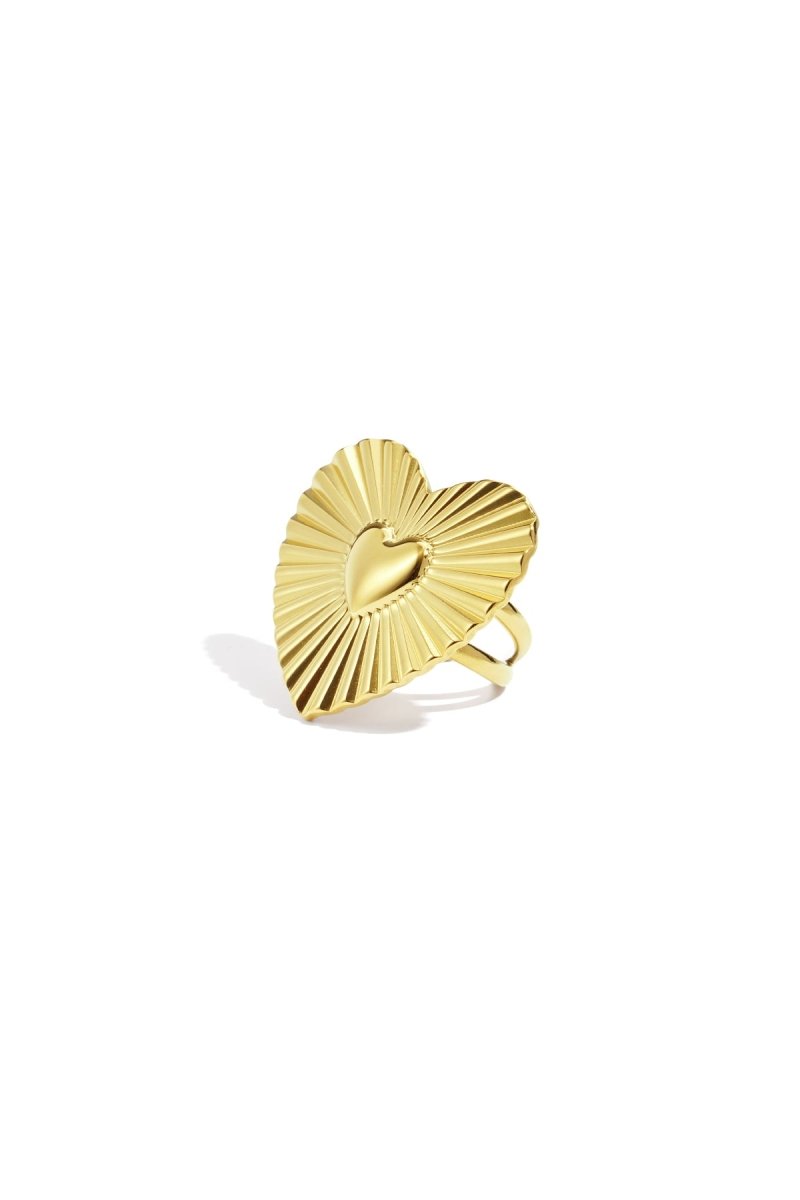 Ring met Groot Hart en Geribbelde TextuurRojaluxe