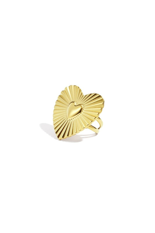 Ring met Groot Hart en Geribbelde TextuurRojaluxe