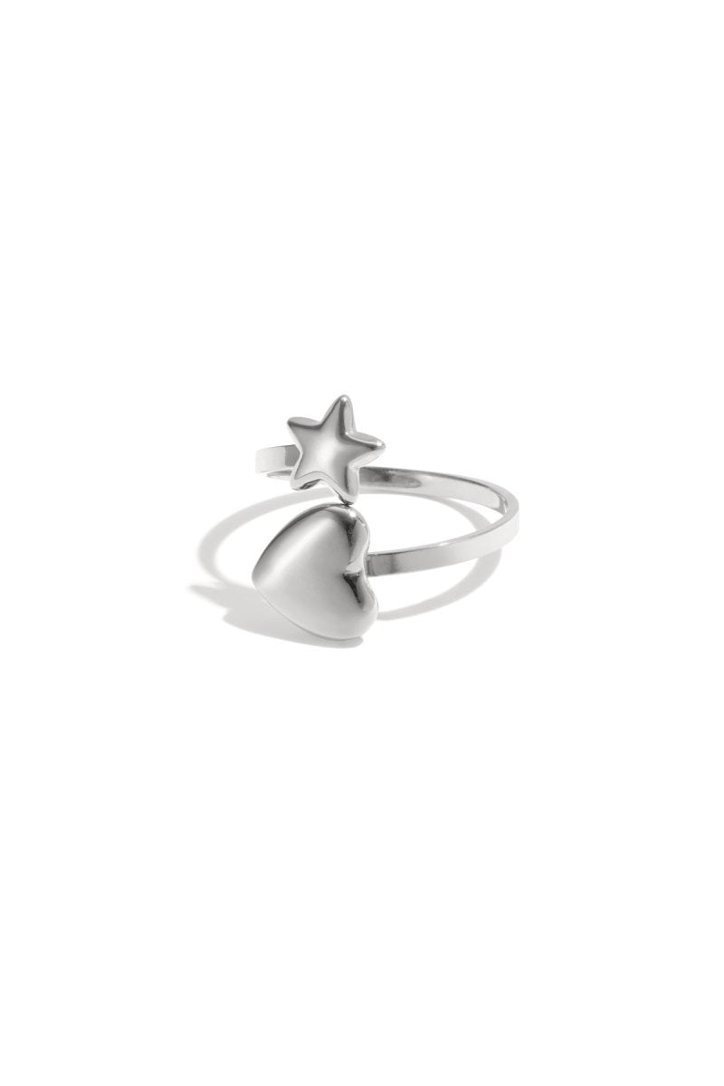 Ring met hart en ster - 2 kleurenRojaluxe