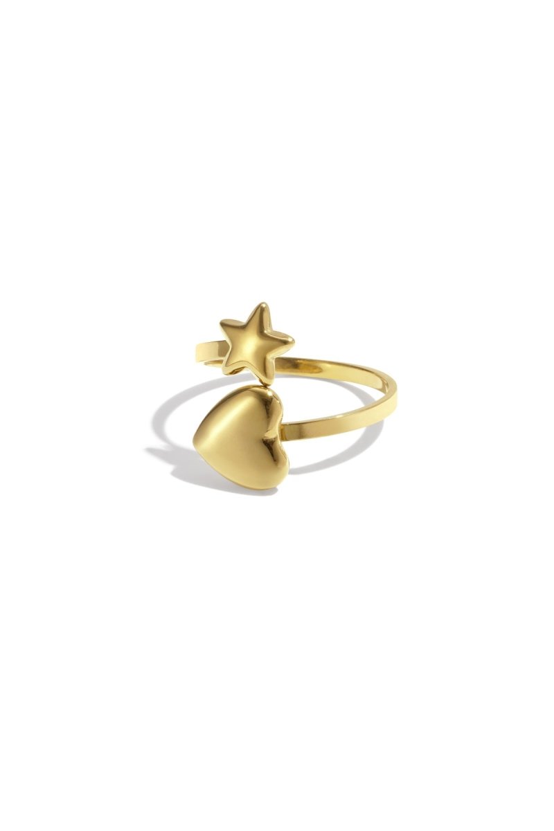 Ring met hart en ster - 2 kleurenRojaluxe