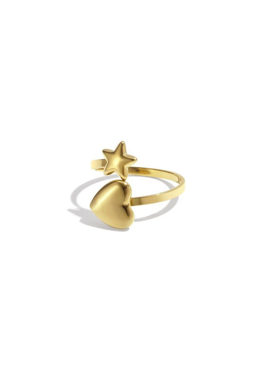 Ring met hart en ster - 2 kleurenRojaluxe