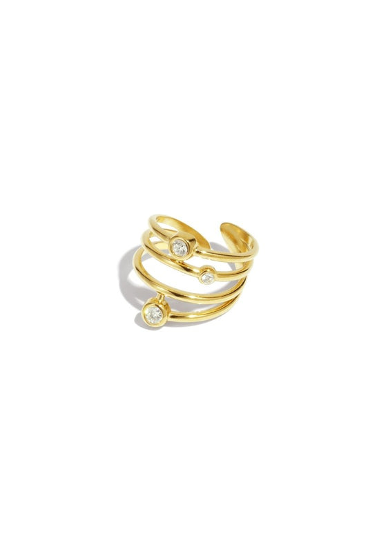 Ring met Meervoudige Band en strass DetailsRojaluxe