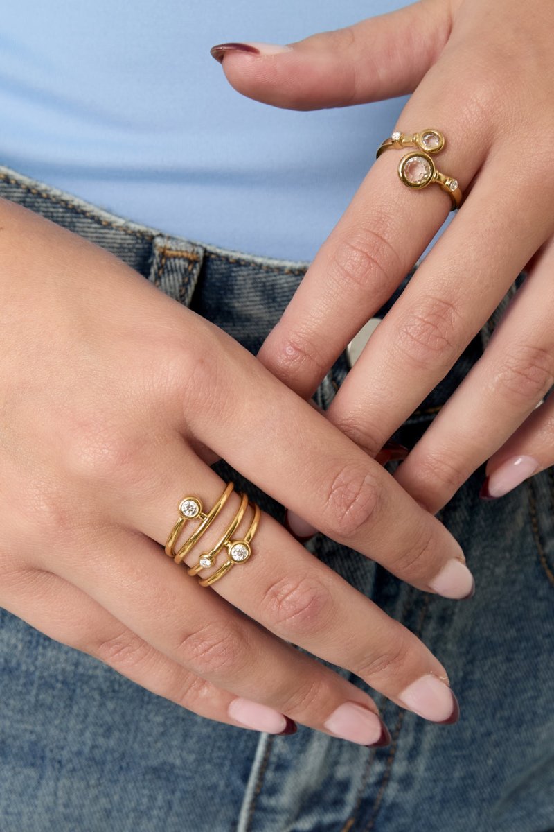 Ring met Meervoudige Band en strass DetailsRojaluxe
