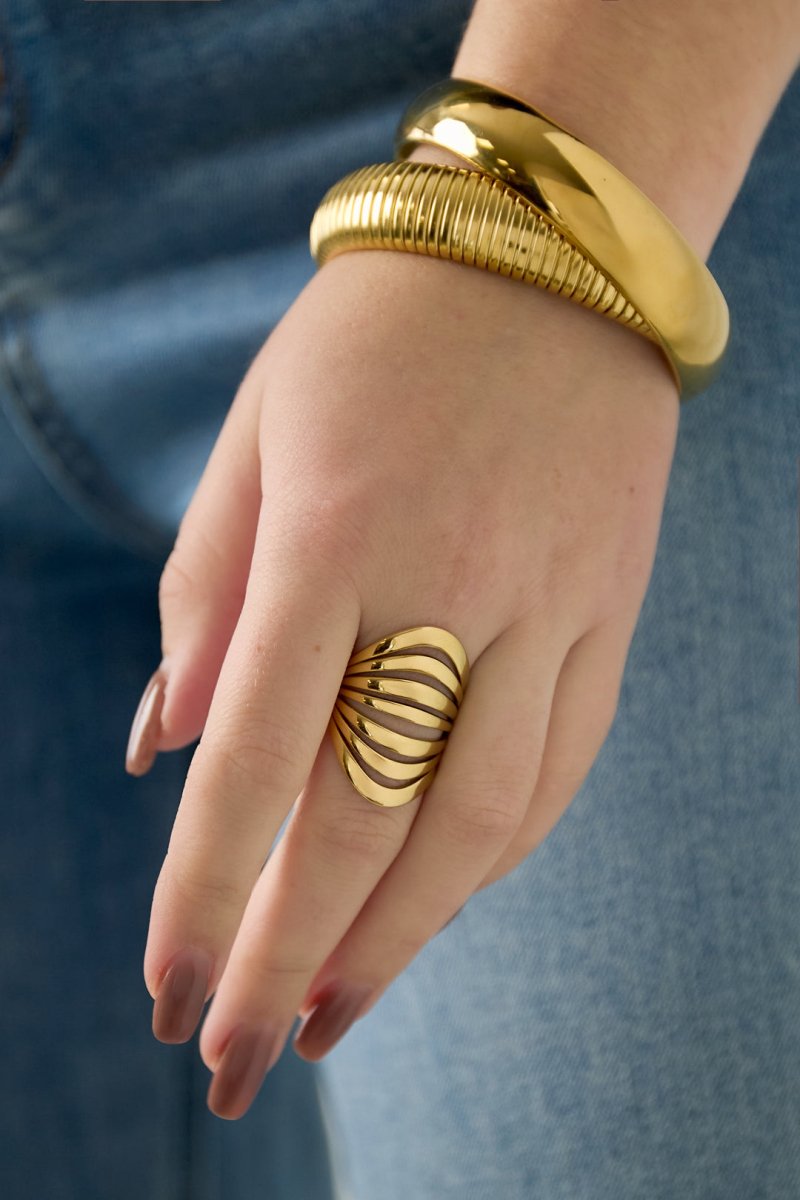 Ring met Open Golvend Design - 2 kleurenRojaluxe