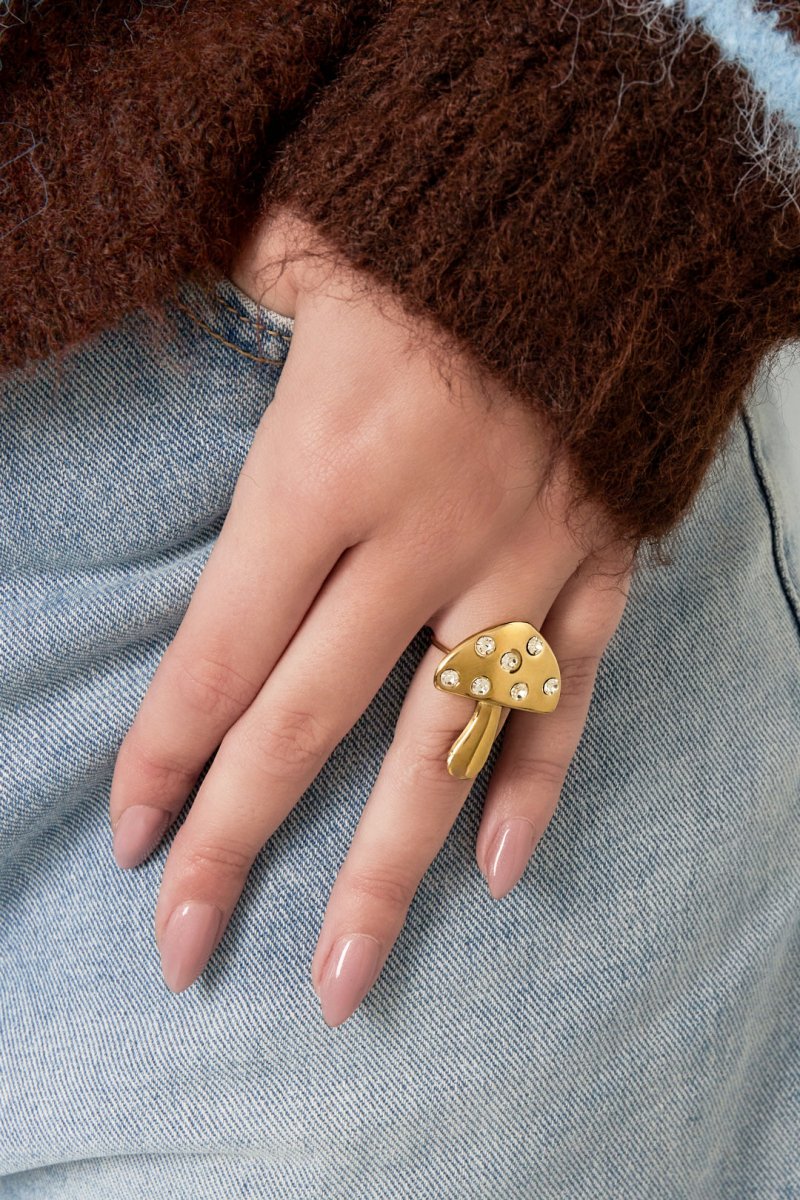 Ring met Paddenstoel en StrassdetailsRojaluxe