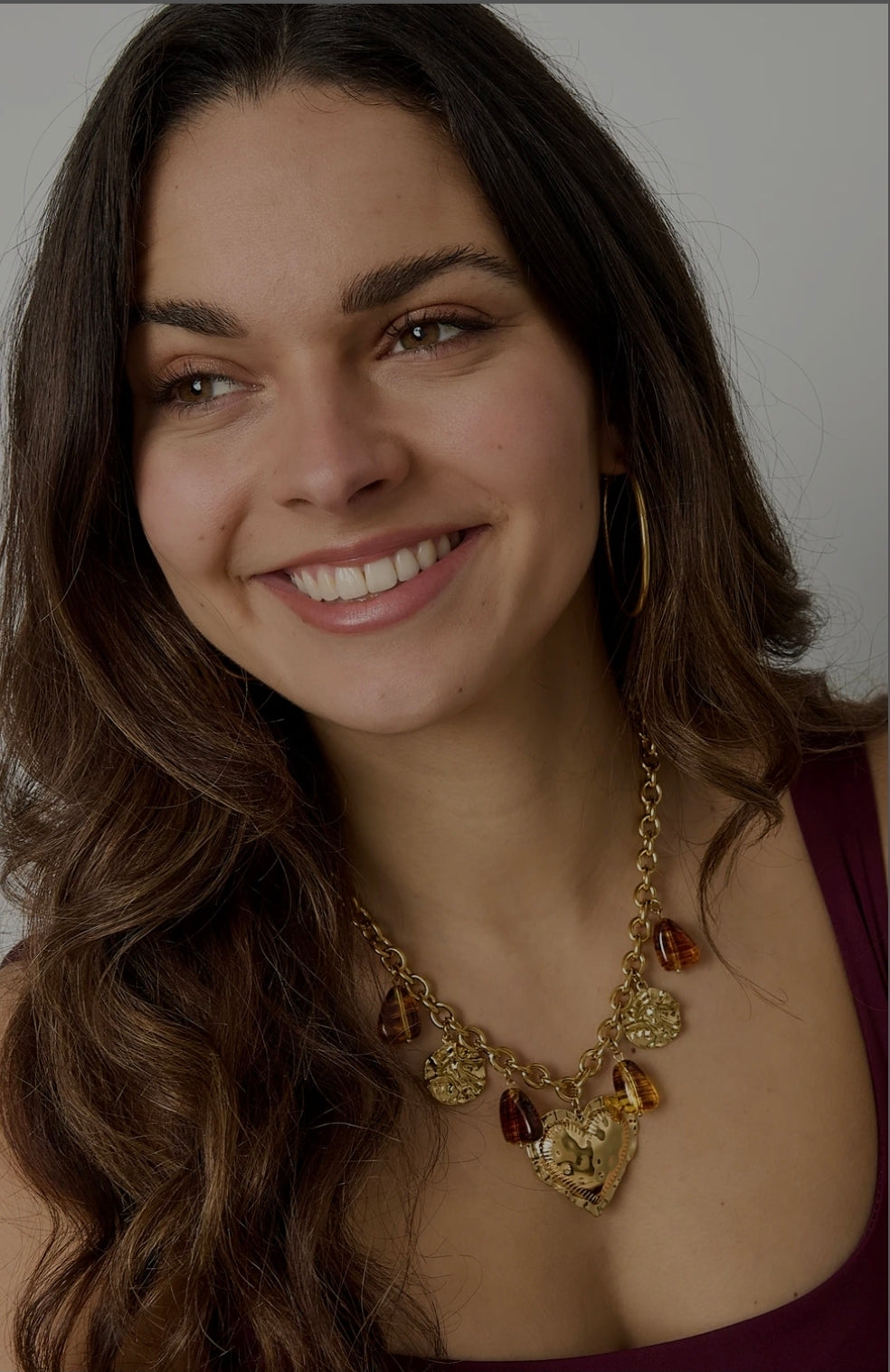 Gouden ketting met hart hanger en kralen