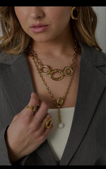 Schakelketting met 3 ronde schakels  - 2 kleuren
