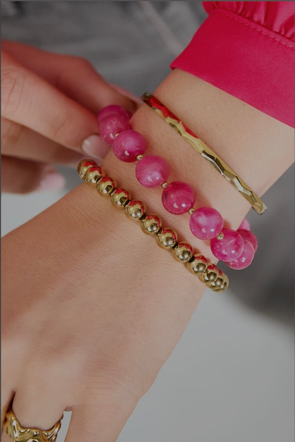 Dubbele armband met kralen - 4 kleuren
