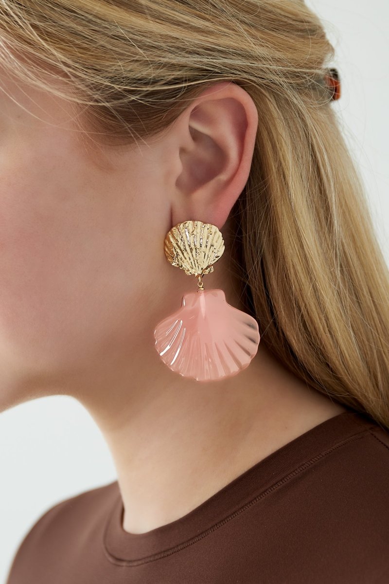 roze schelp oorbellen - 2 kleurenRojaluxe