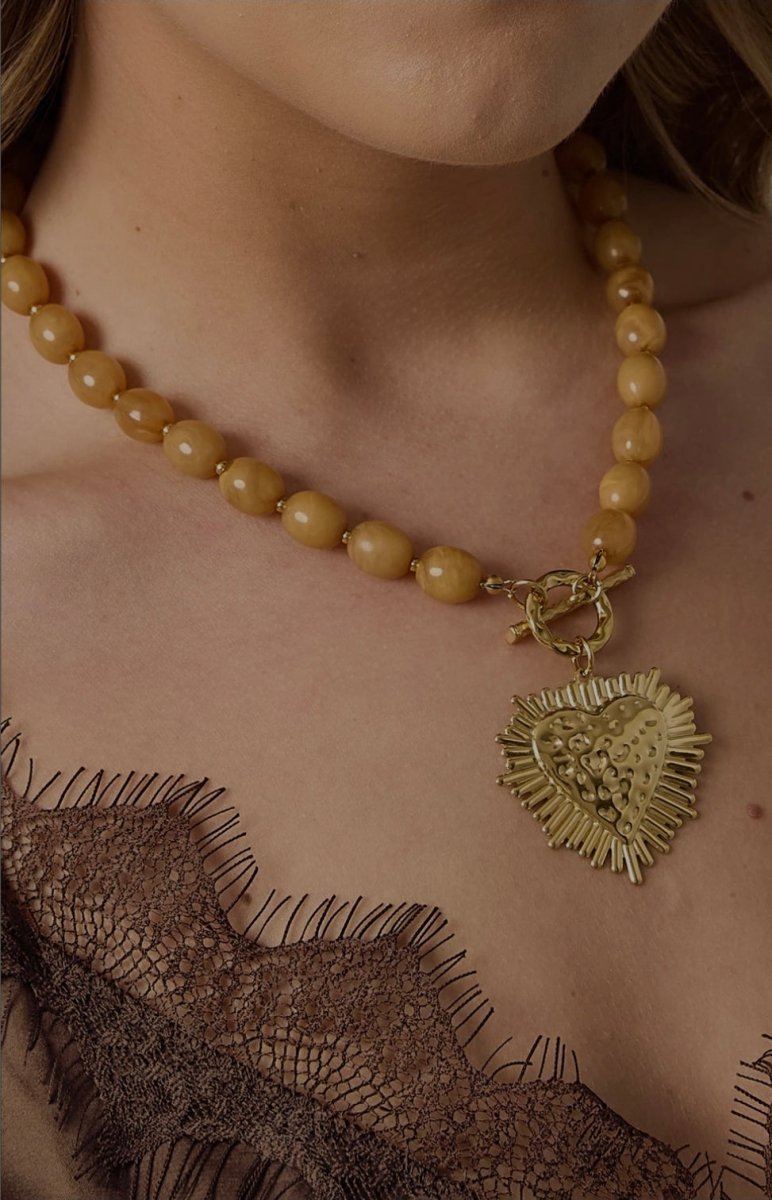 Sacred Heart Bead Necklace - 2 kleurenRojaluxe