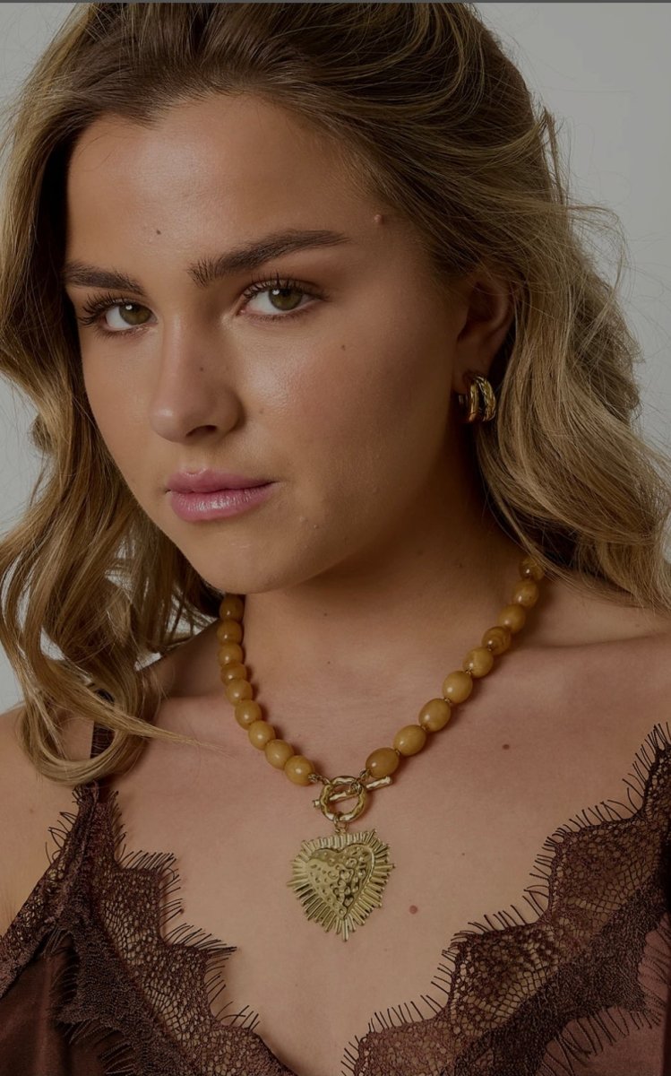Sacred Heart Bead Necklace - 2 kleurenRojaluxe