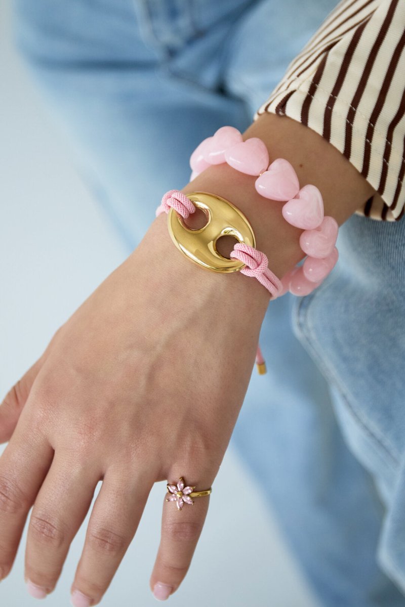 Satijnkoord armband met knop detail - 3 kleurenRojaluxe