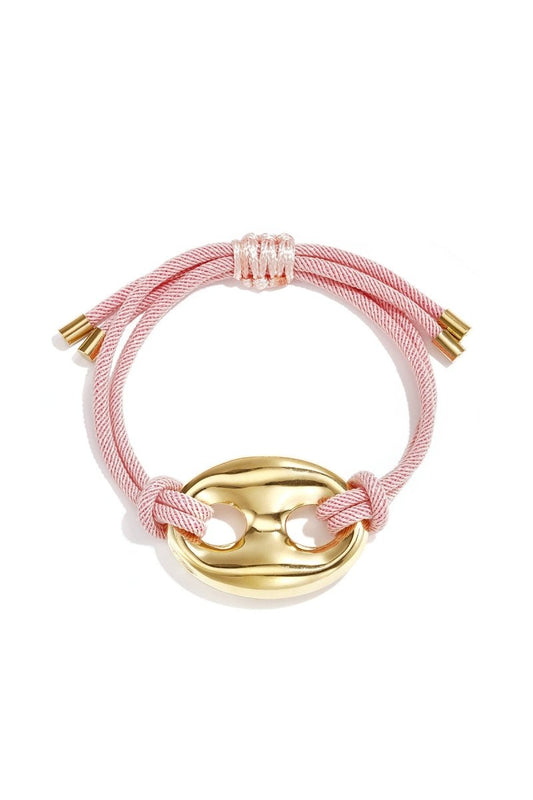 Satijnkoord armband met knop detail - 3 kleurenRojaluxe