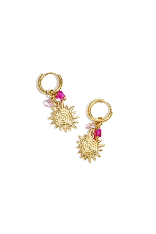 Spiral Sun Charm HoopsRojaluxe