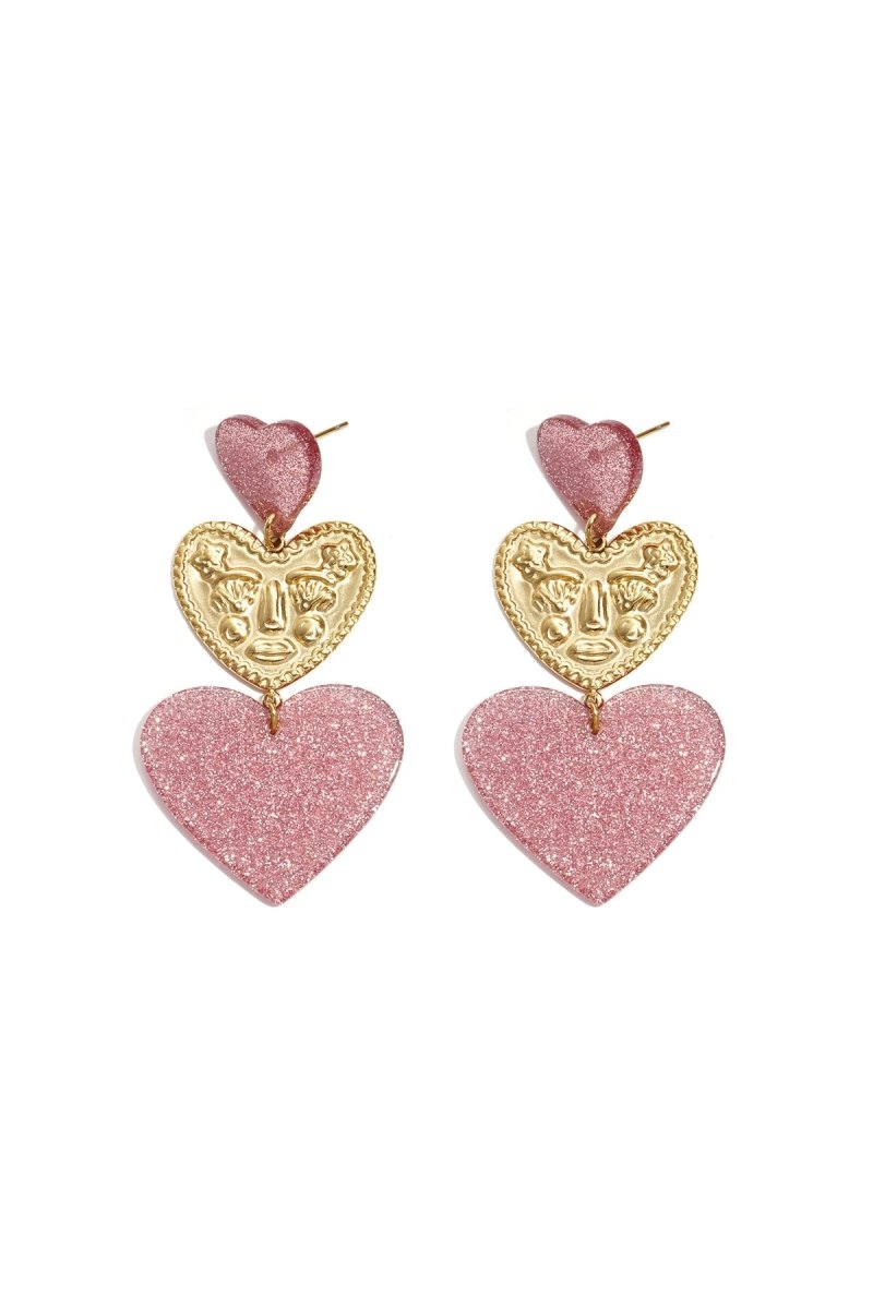 Statement oorbellen met glitter hartjesRojaluxe
